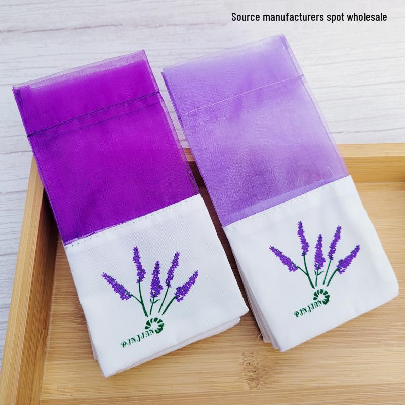 Lavender Sachet Double-Sided Printed Gauze Car Deodorizer & Wardrobe Scented Cotton Bag
