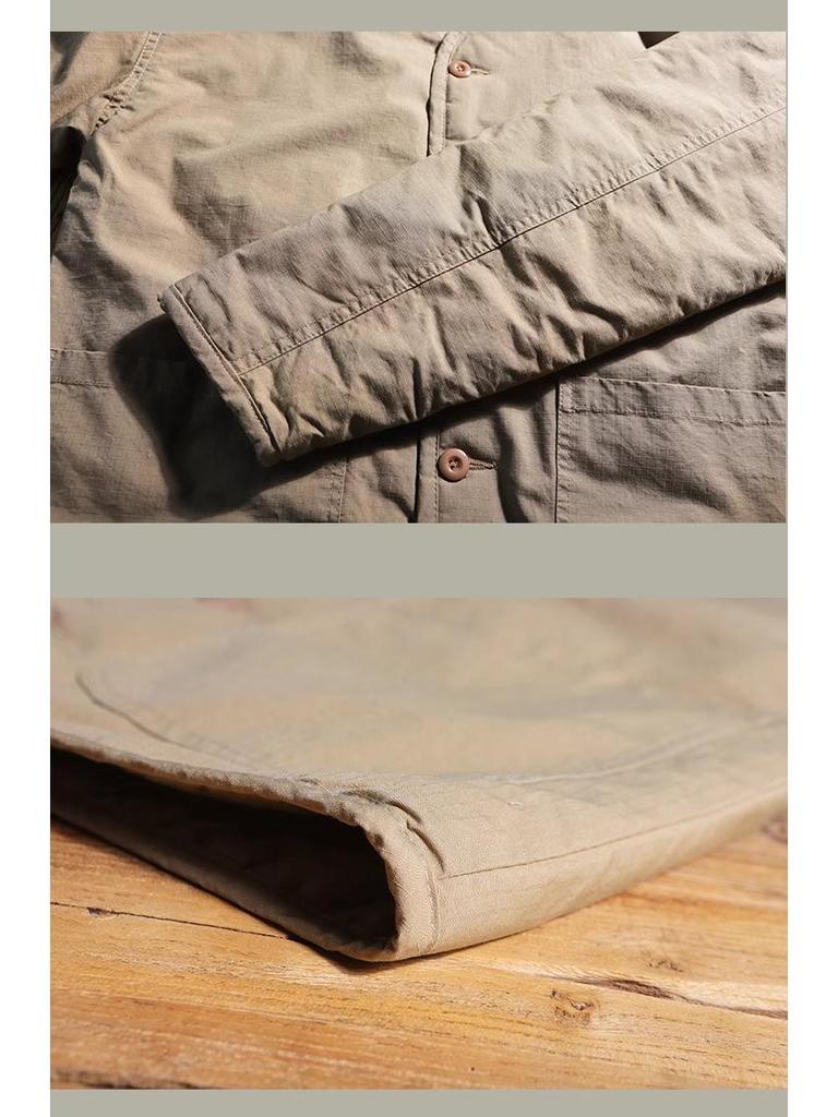 Giacca Imbottita in Cotone Invernale da Uomo, Stile Giapponese Retrò, Senza Collo, per Sport all'Aperto