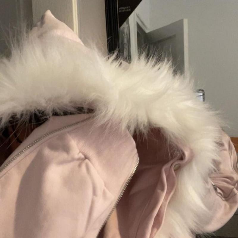 Unisex Oversized Hooded Zip-Up Sweatshirt With Faux Fur Trim Winter Casual Pullover Teens Adults