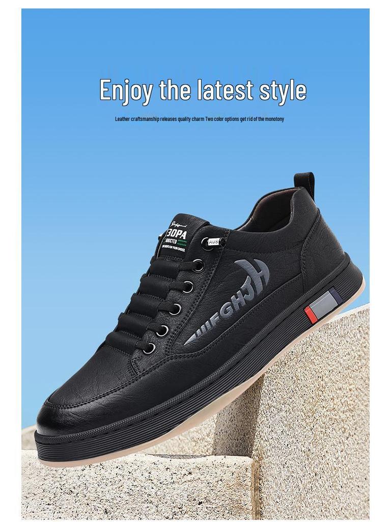 Autumn & Winter Men's Korean Style Genuine Leather Slip-On Sneakers - Breathable, Non-Slip, Versatile Casual Shoes