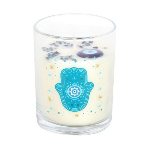 Something Different Hand of Hamsa White Rose Crystal Candle