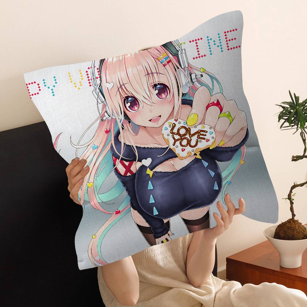 SSuper Sonico Personalized Pillow Dust Cover Bedroom Kids Party Decoration Pillowcase Birthday Children Gift