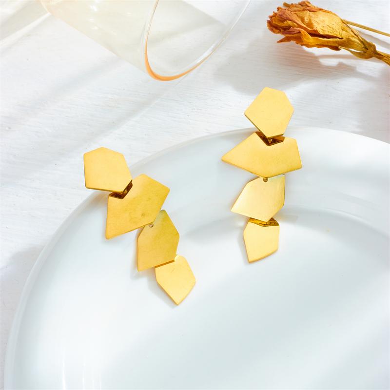 DIEYURO 316L Stainless Steel Gold Geometry Pendant Earrings For Women Girl New Fashion Ear Drop Jewelry Holiday Gift Party