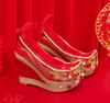 Show He Women's Spring Pearl Tassel High Heel Bridal Embroidered Shoes