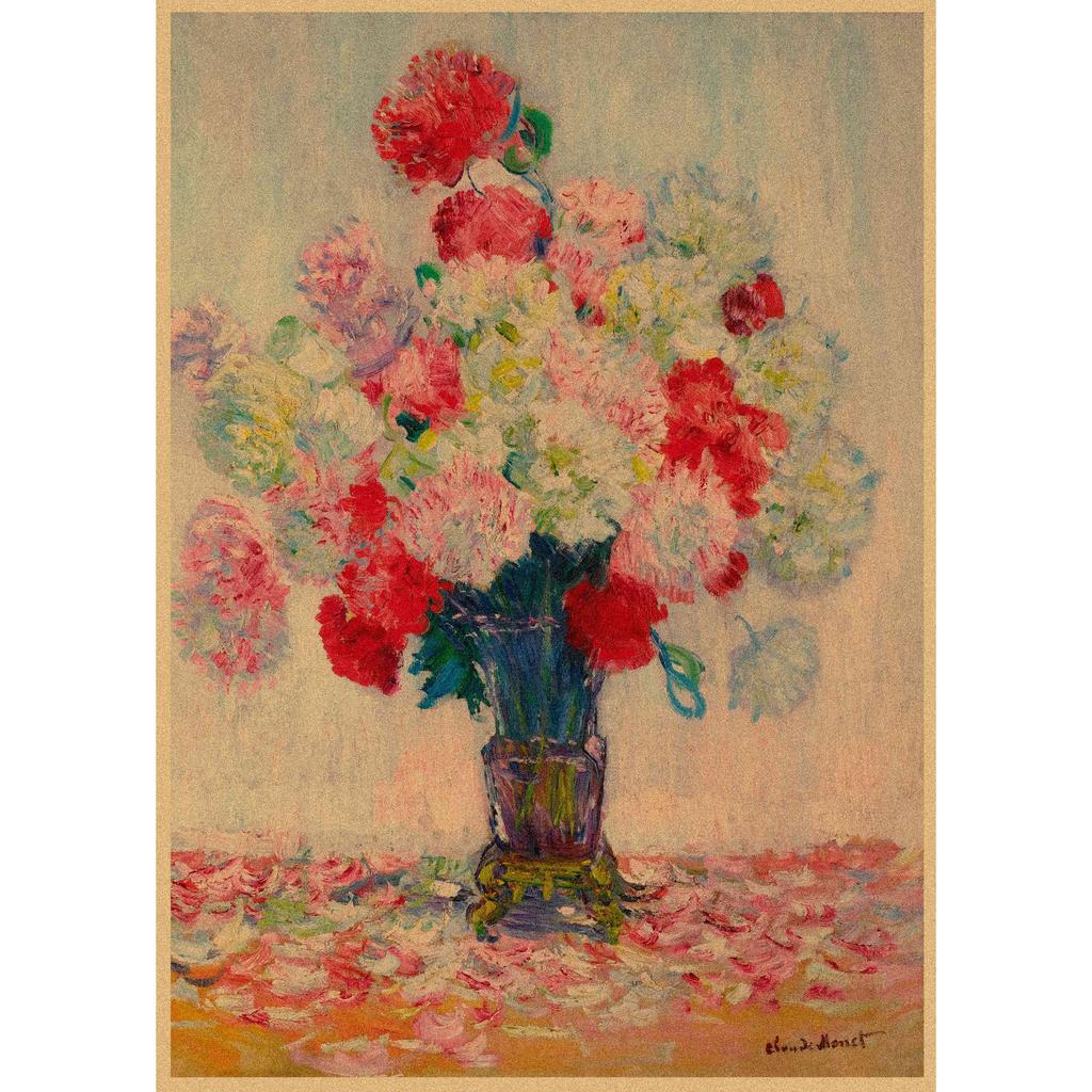 Monet Oil Painting Retro Kraft Paper Poster for Restaurant, Bar, Cafe Wall Decor