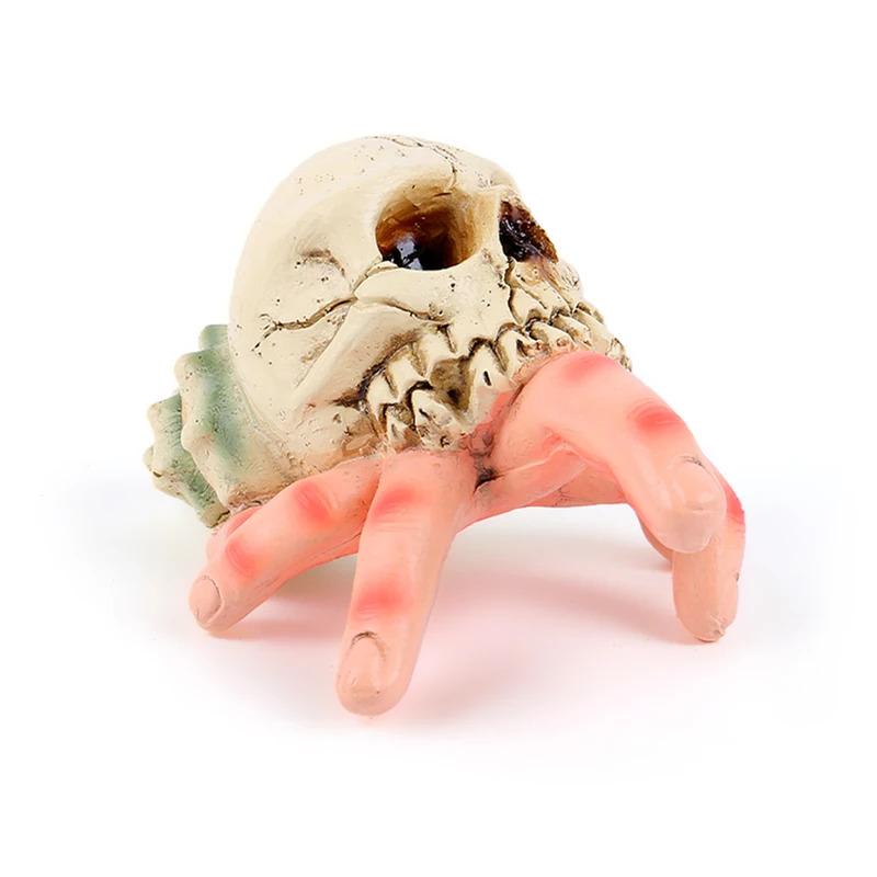 Resin 3D Skull Sculpture Ornament - Hand-Painted Realistic Halloween Decor, Perfect for Home/Office Parties & Table Decor