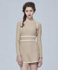 Leijibi [Set] Multi-Tension Halterneck Swimsuit 3-Pcs Set Beige