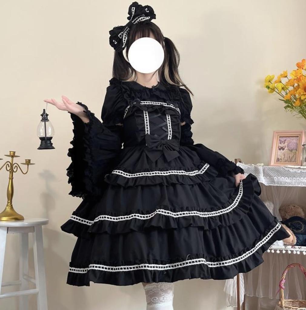 Lolita JSK Ruffle Dress Cosplay Jumper Skirt [Lady Lazy] (Black)