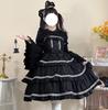 Lolita JSK Ruffle Dress Cosplay Jumper Skirt [Lady Lazy] (Black)