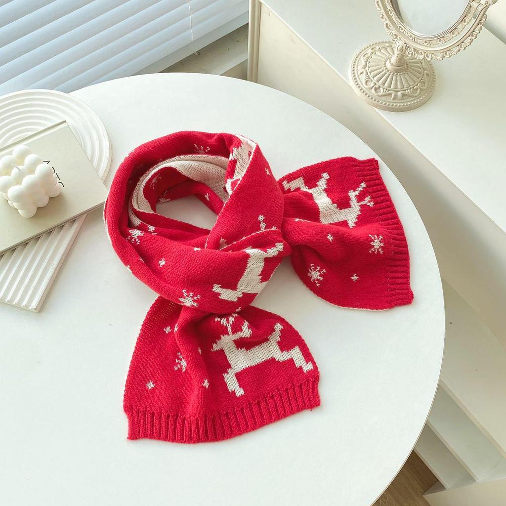 2024 Damen Schal im koreanischen Stil mit Rentier - Warmer gestrickter Weihnachts-Schlauchschal, Perfektes Winter-Geburtstagsgeschenk
