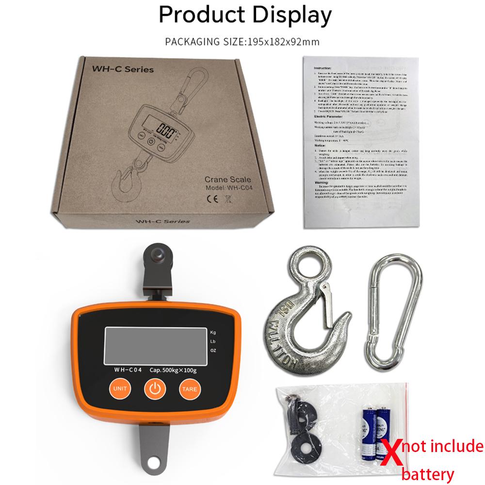 500kg/100g 300kg/50g Industrielle Kranwaage Digitale Hängewaage Schwerlast Gewicht Hakenwaage Gepäck Express Angelwaagen