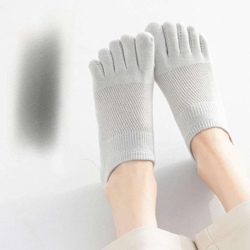 Five-finger Socks for Women, Summer Thin Cotton Socks, Mesh Breathable, Shallow-mouthed Short Socks, Toe Split Sports Boat Socks