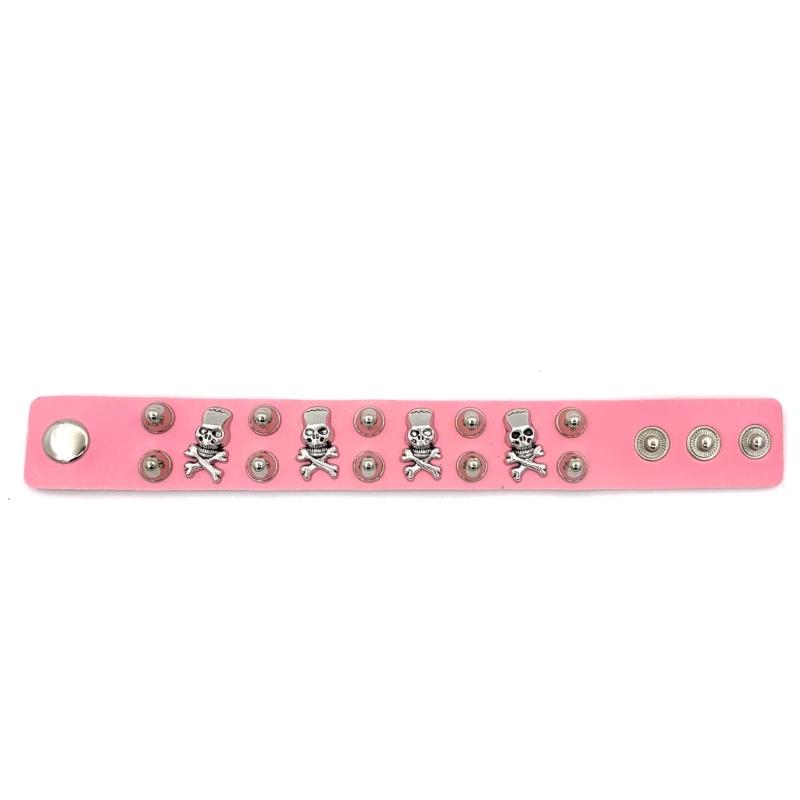Skeleton Rivet Bracelets with Fringe Chain Cool Punk Skulls Star Wristband for Hip Hop Streetwear Fans Y2K Bracelet 1