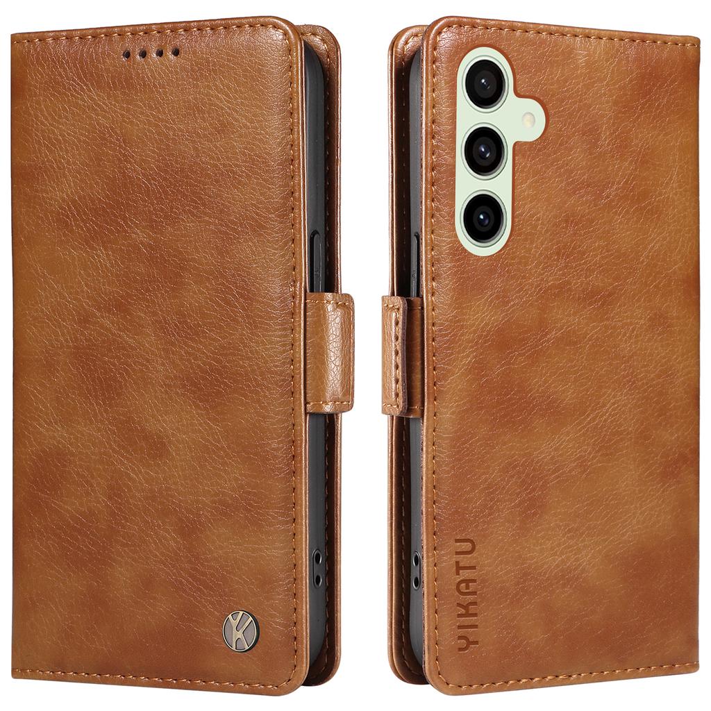 YIKATU YK-007 For Samsung Galaxy S24 FE Phone Case Litchi Texture PU Leather Wallet Cover
