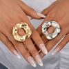 2 Stück/Set Punk Unregelmäßige Hohlrunde Metallringe für Damen Herren Vintage Glatte Verstellbare Öffnungsringe Set Schmuck Geschenke