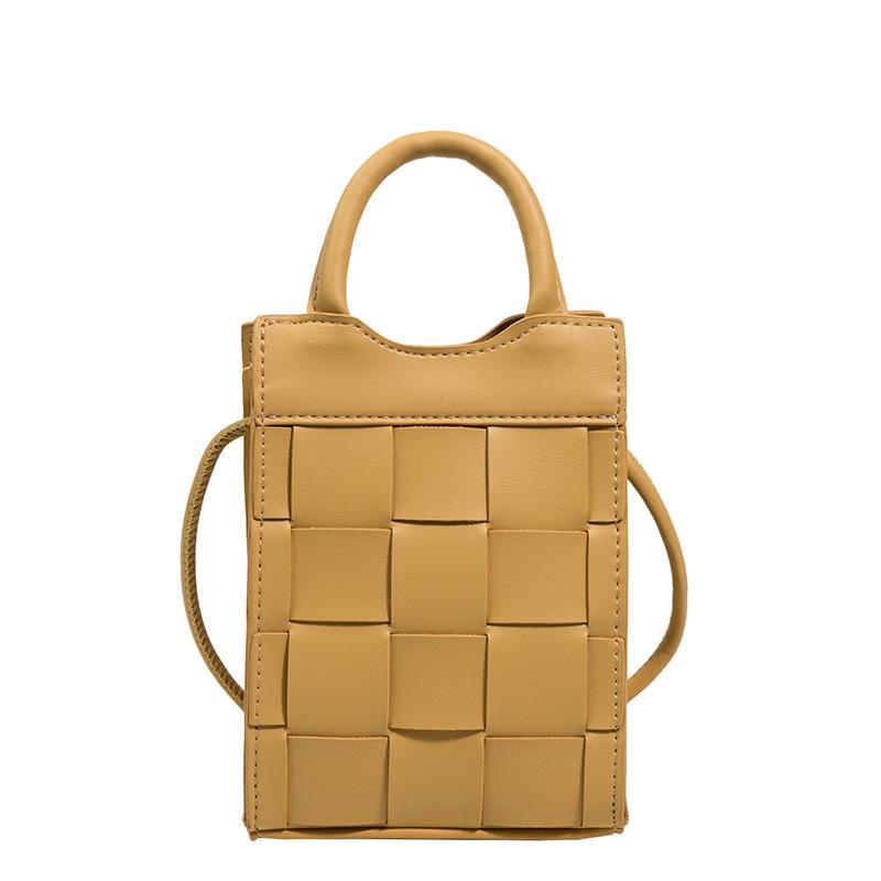 

Woven mobile phone bag woman 2025 spring and summer new portable small square bag personalized shoulder messenger bag woman жёлтый