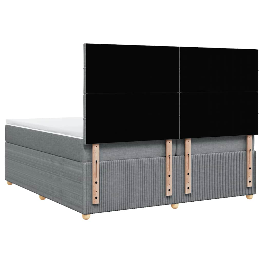 Box Spring Bed with Mattress Light Grey 200 X 200 Cm Fabric