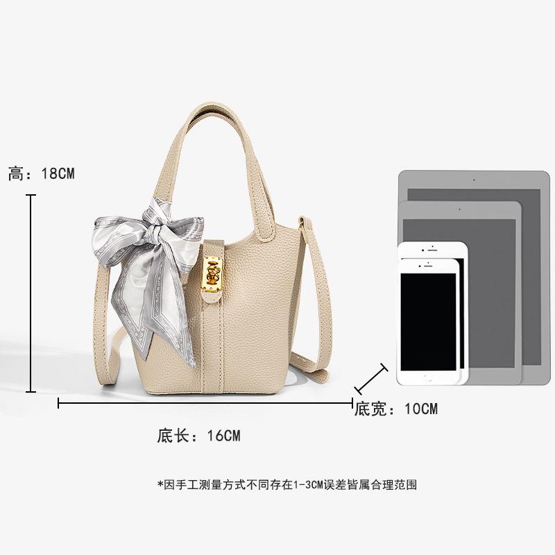 Premium bag New trendy fashion silk scarf handbag Bucket bag Textured versatile shoulder messenger bag French style
