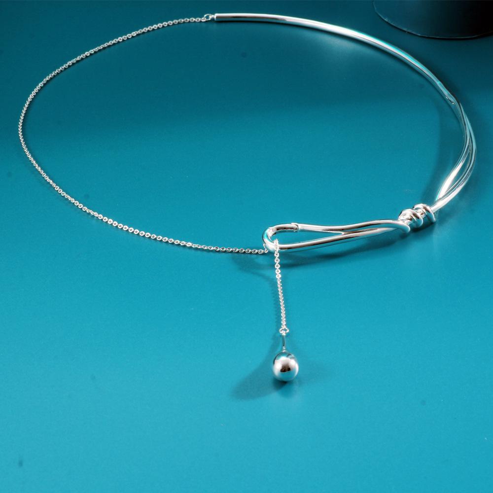 Knotted Water Droplets, A Necklace, Pull Collar, Collarbone Chain, Niche Design, Fashionable And Exquisite, Versatile Silver-Plated Collar.