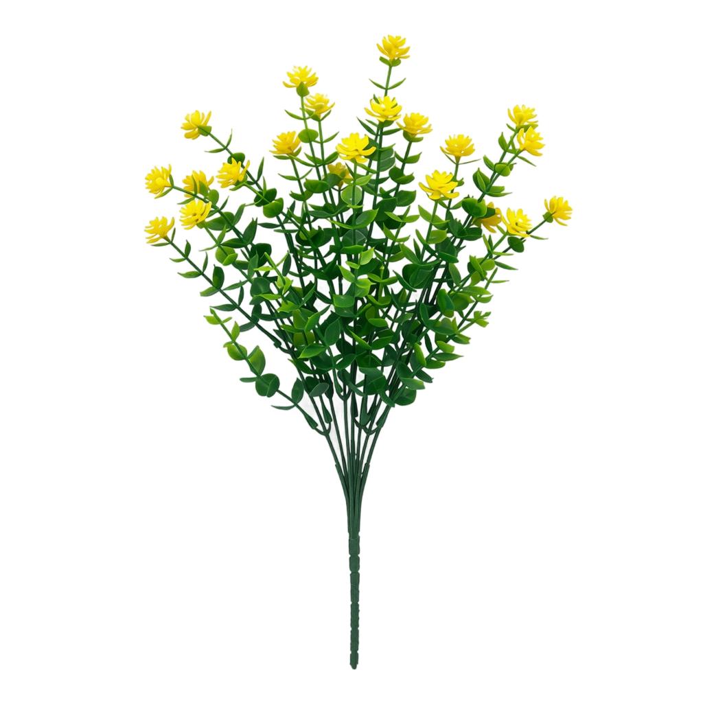 Artificial Eucalyptus Tea Rose Branches Seven Stems Faux Plant Arrangement for Home Office Tabletop Decoration Display