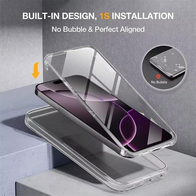 360 Full Body Front Back Clear Protective Phone Case For iPhone 17 Air 16E 16 15 14 11 12 13 Pro Max Plus PC+TPU Bumper Cover