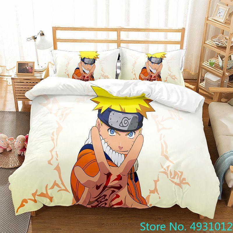Uzumaki N-Naruto Bedding Set Cartoon Anime Quilt Cover Children Bedroom Bedclothes Boy Duvet Cover Polyester Bedspread Gift