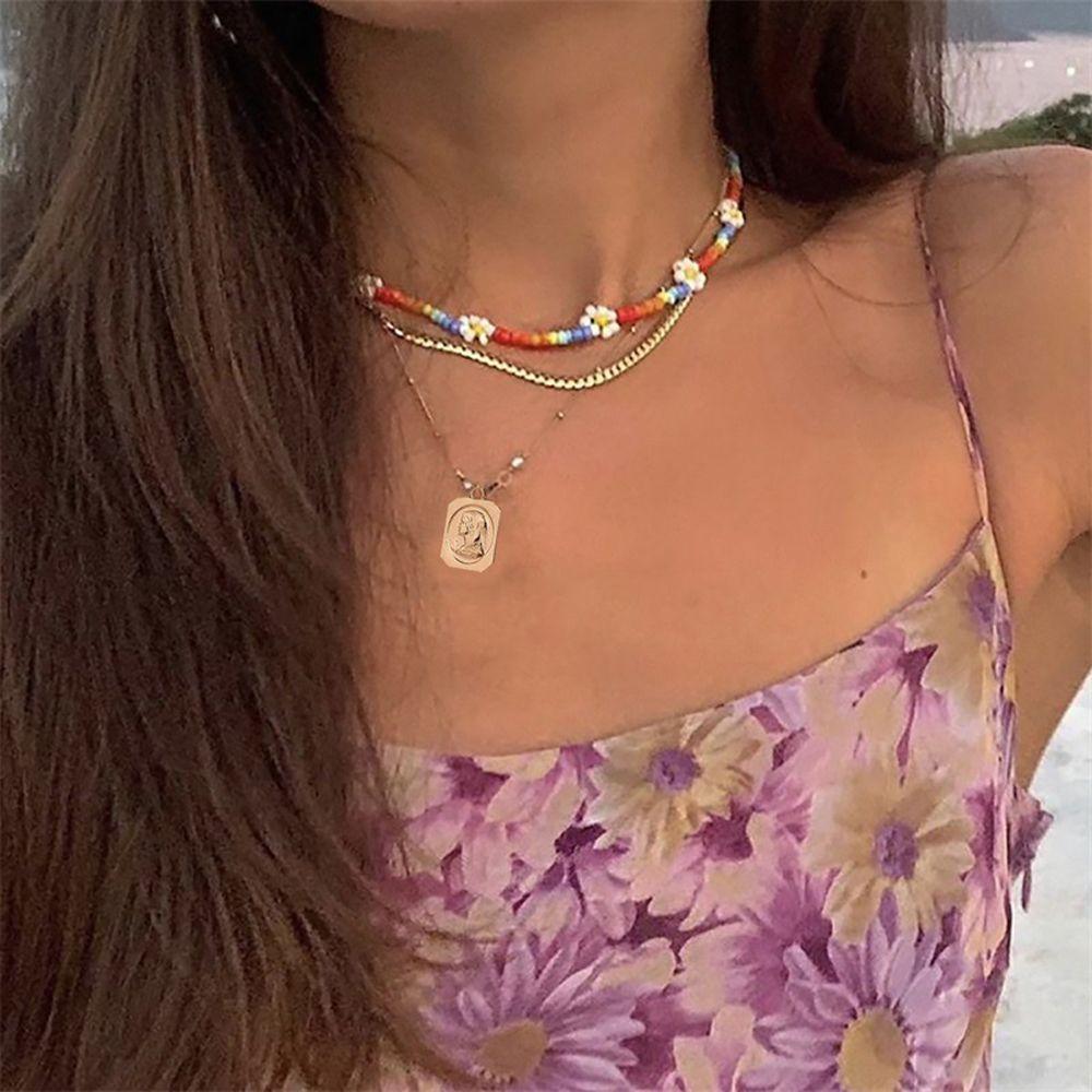

Crystal For Girls Flower Imitation Pearl Heart-Shaped Woman Clavicle Choker Korean Style Necklace