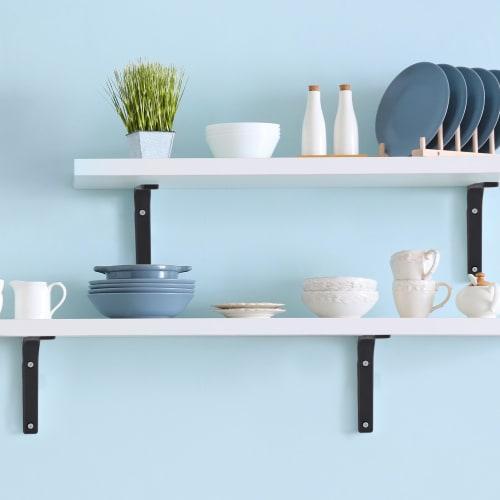 Yorkereynom Shelf Brackets, Set of 6, Shelf Support Brackets, Wall-Mounted Hanging Shelf Brackets, L-Shaped, Stainless Steel, 25kg Weight Capacity, Sc