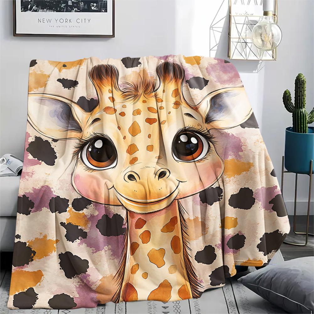 Giraffe Print Flannel Blanket, High quality Comfortable for All Seasons, Home Decor, Warmth and Comfort, Perfect for Christmas Gifts