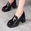 Small versatile square head platform comfortable high-heeled loafers women's autumn 2025 new small leather shoes thick-heeled single shoes