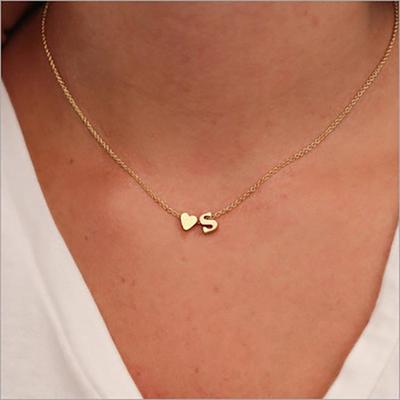 Collier Pendentif Lettre Cœur de Pêche Européen et Américain pour Femmes