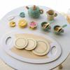 Wooden Afternoon Tea Set Toy Pretend Play Kitchen Accessories Tea Party Food Toys Playset for Toddlers Girls Boys Kids Gifts