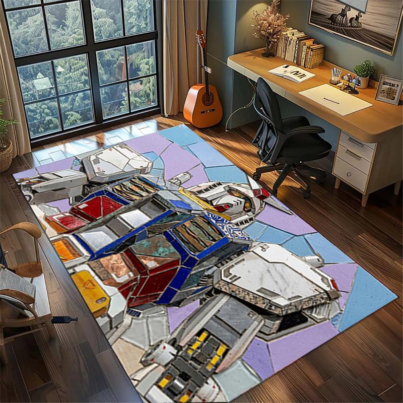 Gundam Bedroom Floor Mat Large Area Non Slip Washable Rug Gamer Room Decor