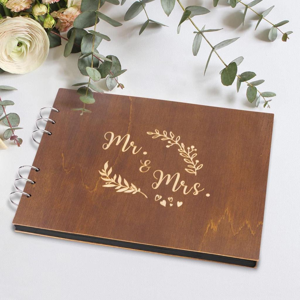 Guest Book Wedding Reception Spiral Binding Wood Cover Registry Guestbook Bridal Shower Guest Book For Anniversaries Birthdays