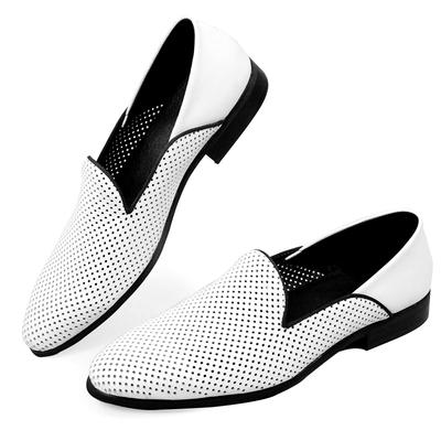 Fashion New Loafers White Men's Shoes Summer Casual Shoes for Men Genuine Leather Breathable Hollow Soft Hand Sewing Luxury Fashion Shoe