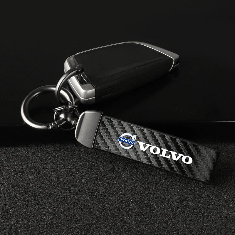 Car Carbon Fiber Style Keychain Microfiber Leather Key Chain For Volvo Xc60 Xc90 V40 V60 S60 V50 V90 S80 C40 XC40 V70 XC70 C30