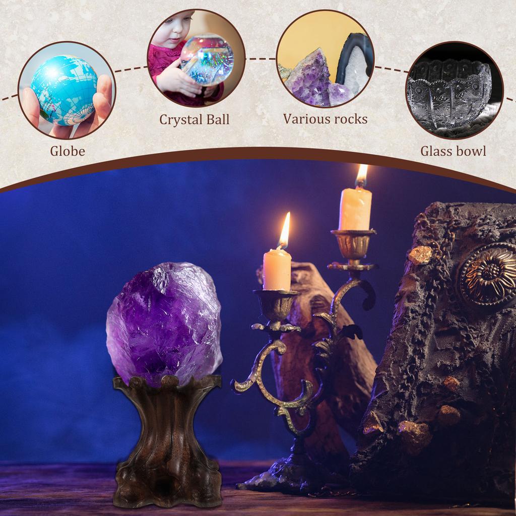 Crystal Ball Wood Rack Retro Display Stand Base  For Crystal Ball Collection Sphere Globe Stone Crystal Ball Holder Home Decor