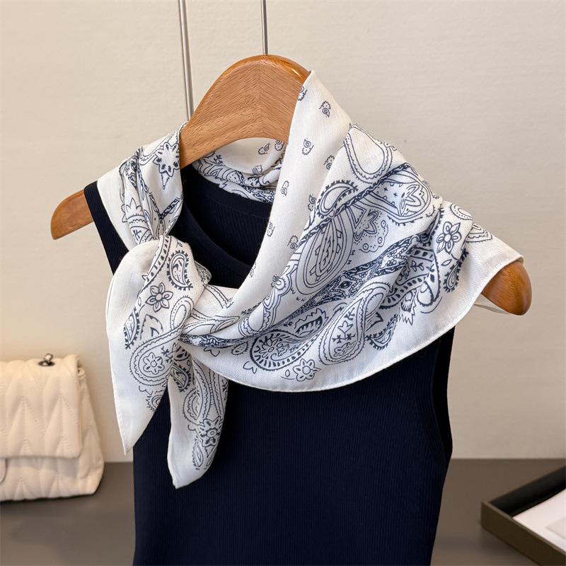 Luxury Cashew Print Hairbands Women Scarf Cotton Linen Feeling Bandana Neck Kerchief Head Bands Foulard Female Scarfs