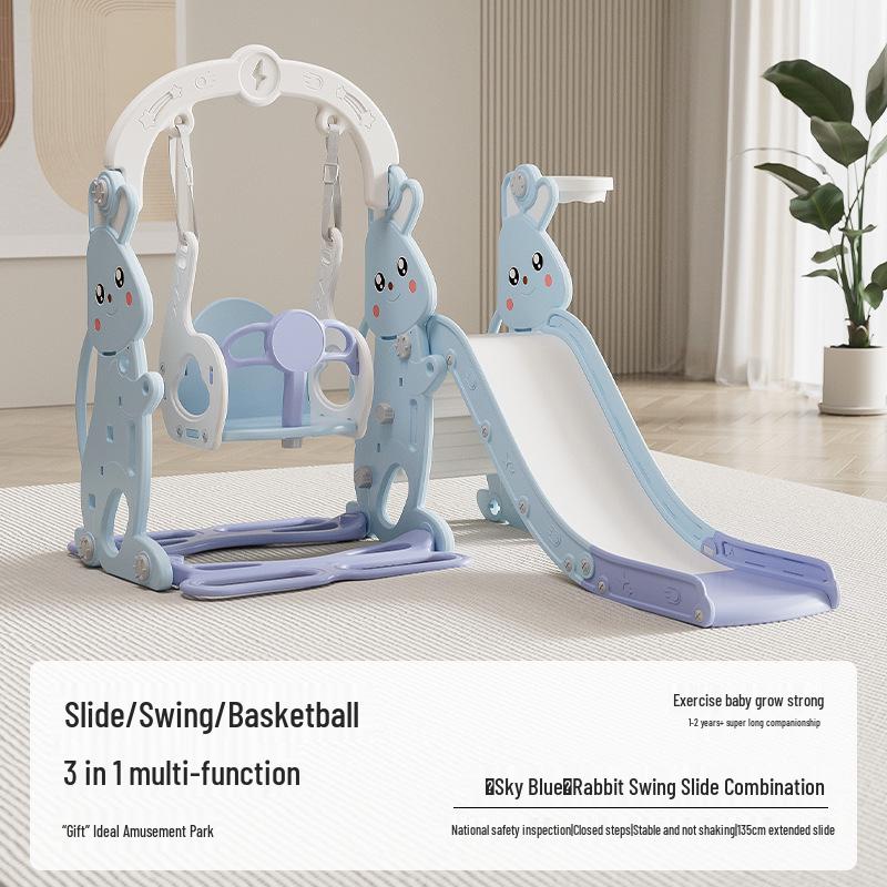 Children's Indoor 3-in-1 Slide & Swing Set for Ages 2-10