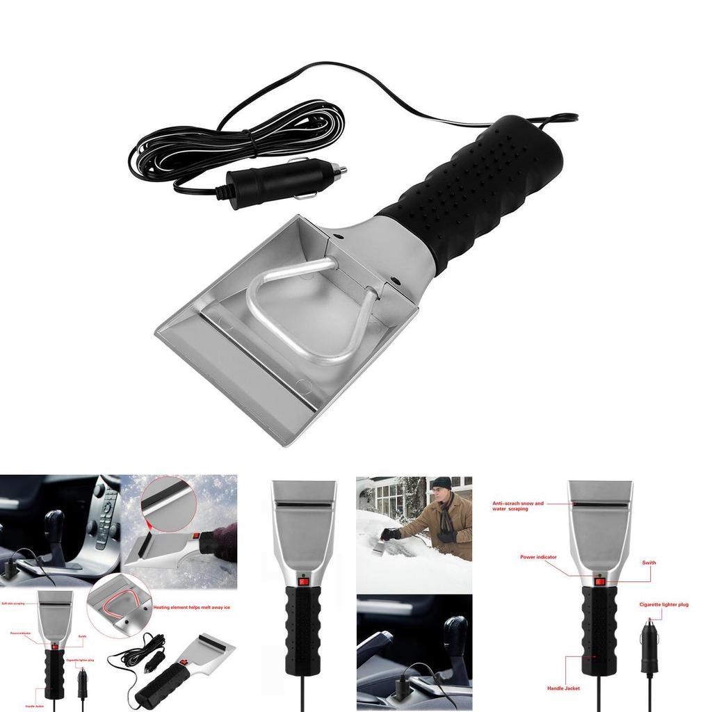 Classic Design Heated Auto Electric Windshield Ice Scraper With Dual Functionality For Snow Removal