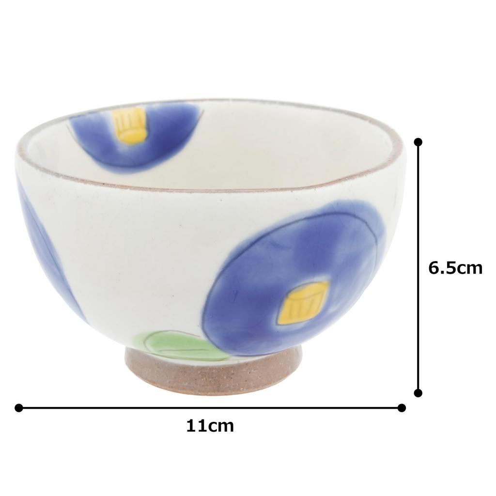 Tatara Ippuku Mini Matcha Redondo Camelia Cerámica Hecho en 21222 Cuenco, Cuenco, 270cc, Diseño, Azul, (Impermeable), Japón,