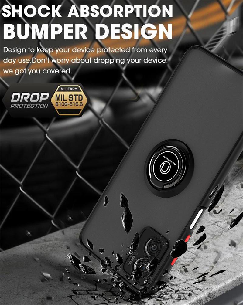 For Motorola E22 E22i Case Shockproof Matte Hard PC Armor Case For Moto E 22 E13 E20 E40 Magnetic Holder Ring Stand Back Cover