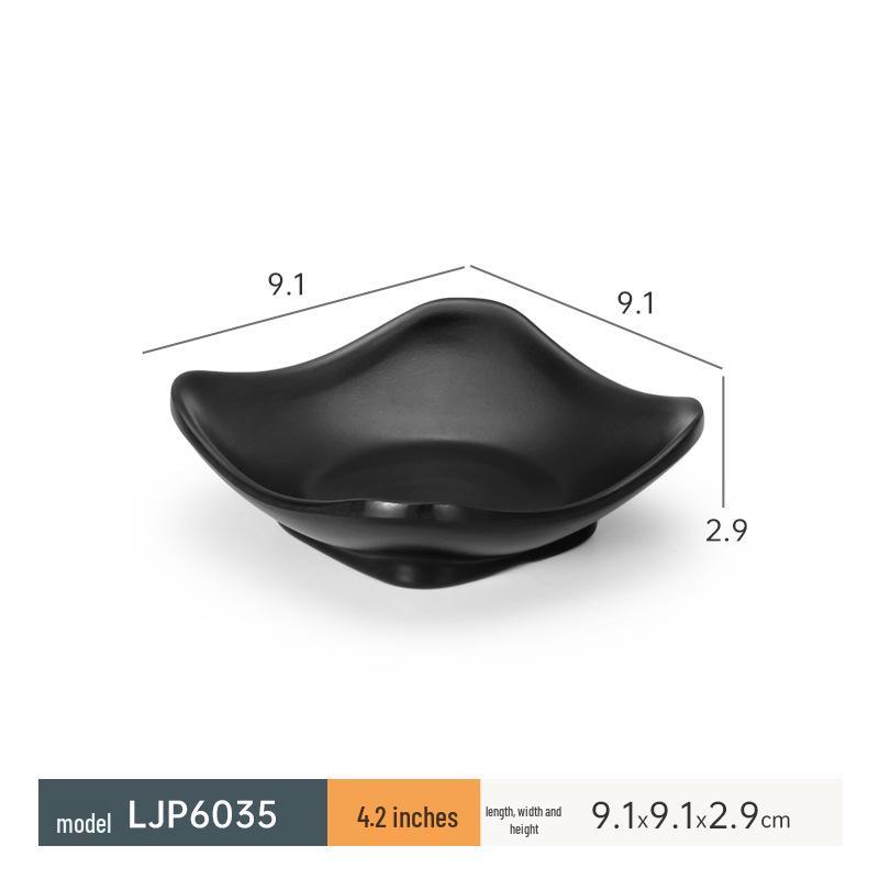 Black Melamine Dipping & Snack Dish with 2-3 Compartments