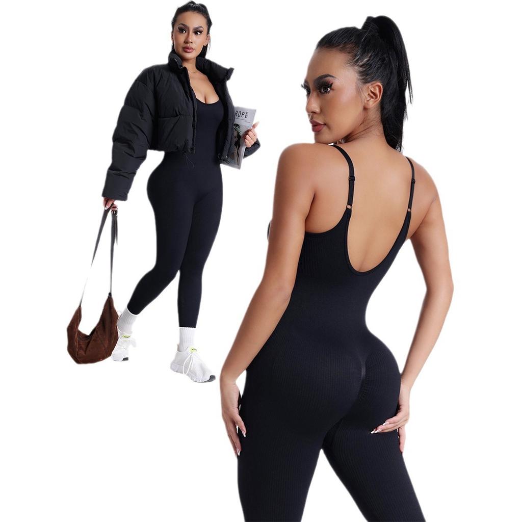 Summer Autumn Gym Jumpsuit Women's Fitness Suit Elasticity Sling Sports Overalls for Woman Tracksuit Yoga Clothing Long Pant Workout Sportswear