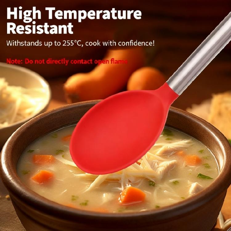 Practical Silicone Utensils Serving Spoon for Efficient Stirring and Scooping with Soft Grip and Spill Proof Assurances