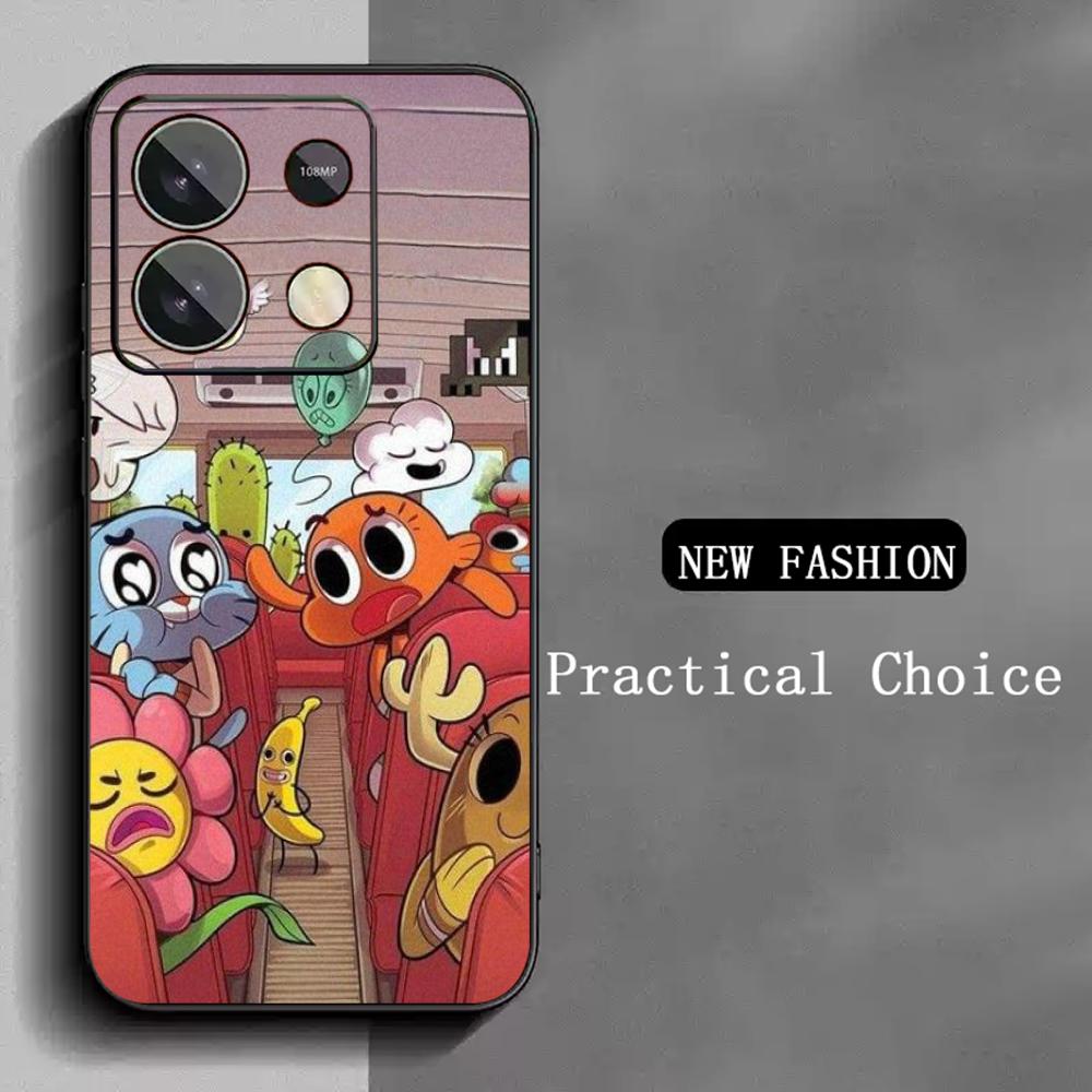 

Cartoon Gumball cute poster pattern Phone Case For Redmi Note 14 13 12 11 Pro Plus S 5G 14C A3 Soft Black Phone Cover Redmi Note 14 Pro+ 5G (Global)