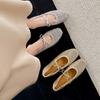 Krazing Pot Air Mesh Sheep Skin Flat with Crystal Beading Round Toe Jelly Shoes Party Summer Size 42 Women Flats