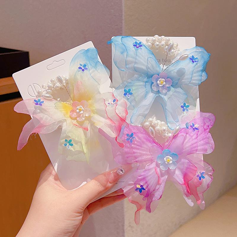 Children's Hanfu Tassel Hair Clip: Ancient Style Floral Bow Hair Tie for Girls