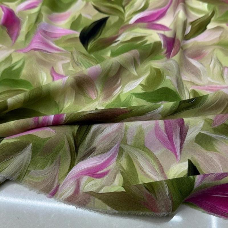 100x150cm Floral Printed Style Fabric Summer Silk Chiffon Fabric for Diy Sewing Soft Comfortable Dress Shirt Pajamas Pants