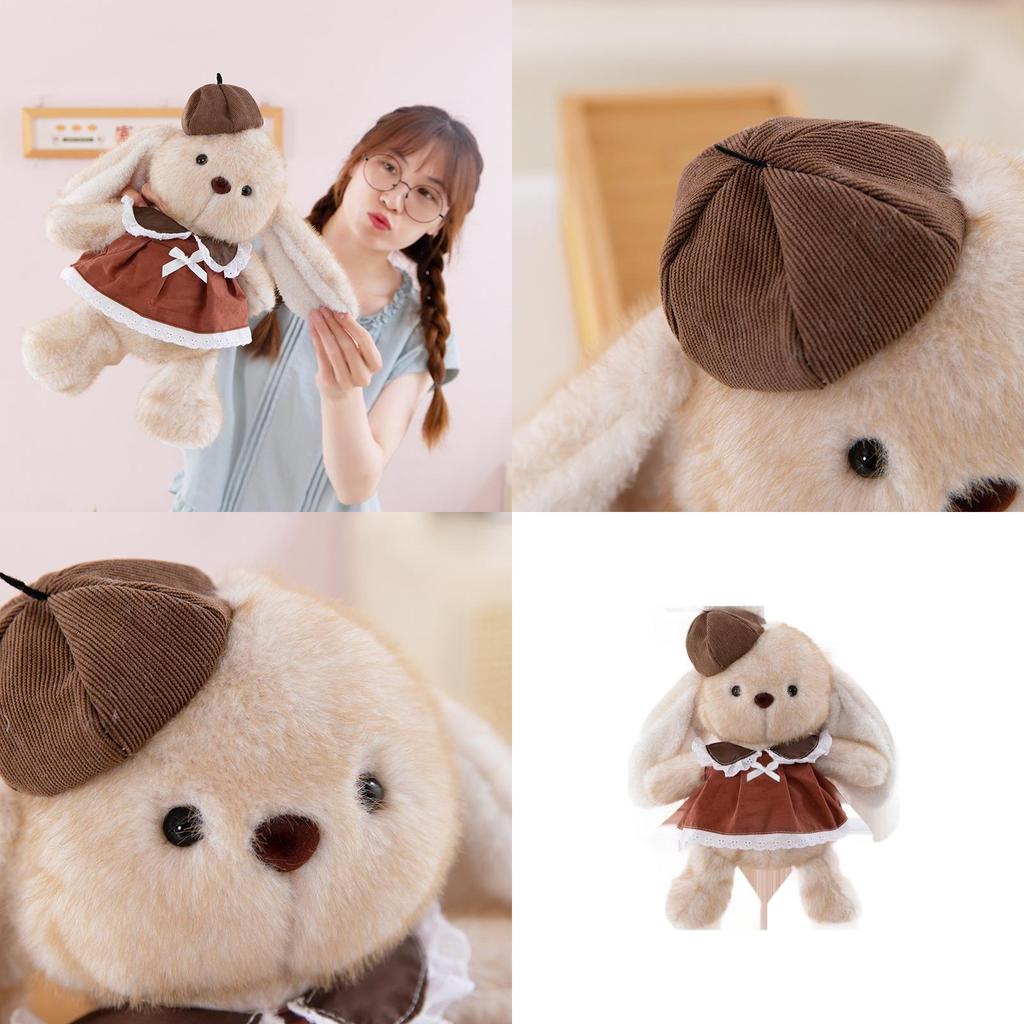 Plush Rabbit Toy For Kids Soft Animal Plush Pillow Gift With Dress And Hat Decoration